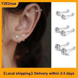 【Local shipping】 1Pair Crystal Zircon Earrings Women Jewelry Accessories Piercing Ball Stud Earrings Tragus Cartilage Ear Jewelry