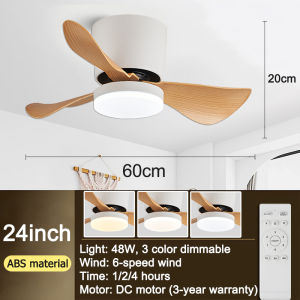 Gogeous ceiling fan with light modern 24 inch 26 inch 5 blades 3 color dimming silent nordic fan light ceiling fan with led light wood design ceiling fan with lights and remote for dining room bedroom living room