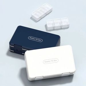 ERDORI 7 Day 24 Grids Weekly Pill Organizer Leak Proof Removable Daily Pill Box Classification Box Large Capacity Medicine Organizer Travel