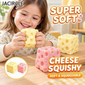 Cheese Squishy Slow Rising Squeeze Ball Soft Tpr Silicone Fidget Stress Relief For Kids Adults