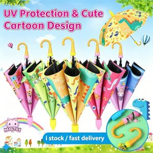 Kids Cartoon Umbrella with Long Handle High Quality Anti-UV Sunshade Cute Animal Waterproof Umbrella