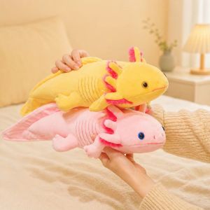 23-80cm Cute Axolotl Plush Toy Kawaii Salamander Stuffed Animal Soft Newt Plushie Long Pillow Cushion Kids Gift Birthday Decor h260820