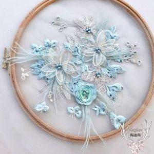 Lace Bordir Bunga 3D & Impor Burung Ostrich