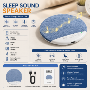 Built-in White Noise Pillow Sleep Speaker Bluetooth 5.4 HiFi Sound Auto-Off Timer Long Battery Life Bluetooth Speaker for Deep Sleep