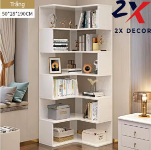 Kệ góc cao thiết kế độc đáo nhiều tầng phù hợp decor phòng khách 2X Decor- 2X116