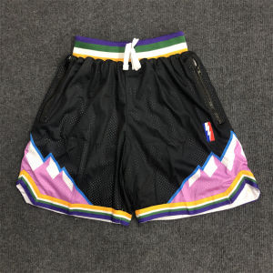 Quần Thể Thao Bóng Rổ Lưới Hai Lớp Rộng Rãi Quần Thể Thao Bóng Rổ Kiểu Mỹ R Jazz Mitchell Thời Trang Thêu Sét