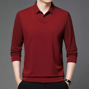 Playboy phong cách mùa xuân và mùa thu dài tay kinh doanh giản dị TRUNG NIÊN polo Áo sơ mi cho nam giới