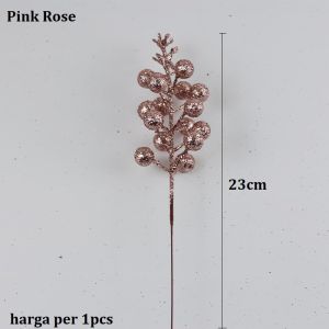 Hiasan Natal Ceri Glitter Beries Warna Warni Ornamen Buah Tanaman Palsu Natal Dekorasi Akesoris Meriah Merry Christmas