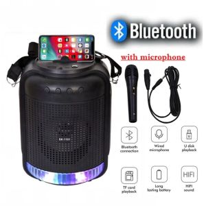 SK-1101 Portable KARAOKE RGB Flashing Lights Super Bass Wireless Bluetooth Speaker With Microphone