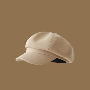 SQMETR Solid Color Beret Cap Corduroy Windproof Octagonal Cap Painter Peaked Hat Autumn Winter