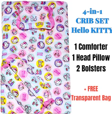 4-in-1 Crib Set or 3-in-1 Bolster Set for Newborn Baby Boys and Girls Baby Bed Comforter CribSet with Head Pillow and Bolsters Hotdog Bolster Pillows Infant New born Beddings