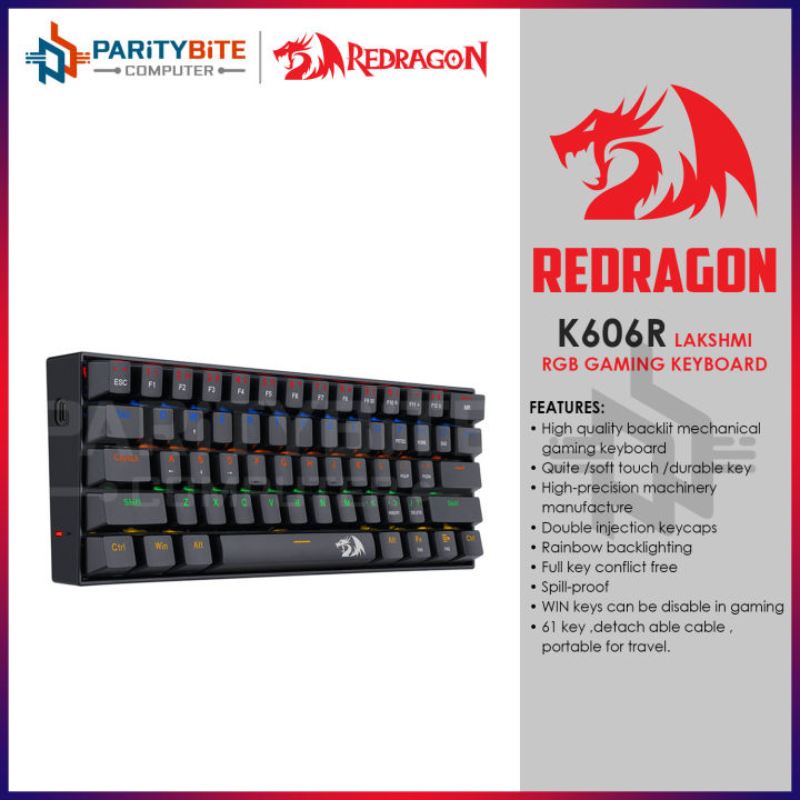 REDRAGON LAKSHMI K606R MECHANICAL GAMING KEYBOARD (DUST-PROOF) | Lazada PH