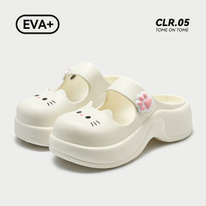 [QUALITY++🇲🇾] UOPO Cute Cartoon Capybara/ Kitty Cat design Mary Janes Style Thick Sole EVA Summer Outdoor Anti-Slip Slipper Sandal | Kasut Selipar Karton Perempuan