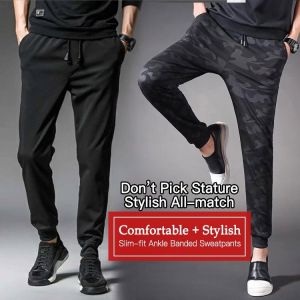 Stylish Mens Camo Cargo Pants with Elastic Waistband and Pockets