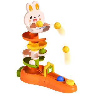 SKISOPGO 5 Layer Fun Rolling Slide Ball Insert Ball Stack Toys with Manual Catapult Educational Toy Mainan