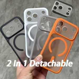 Convert To i17 Series Phone Case For iPhone 17 16 15 14 Pro Max For Magafe Magnetic Detachable Lens Frosted Matte Hard Cover