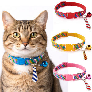 Classic Stripes Cat Collars Kitten Collar Cute Kitten Necktie Collar for Cats Puppies Daily Wearing