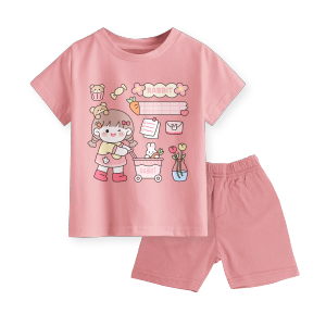 Setelan Kaos Celana Pendek Anak Perempuan Terbaru Motif Rabbit Lover