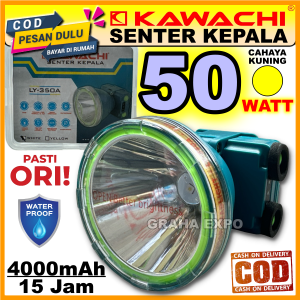 Kawachi Senter Kepala 50w 50 Watt LED Super Terang LY-350A Waterproof Lithium Cas Recas Rechargeable Isi Ulang Tahan Lama 25 Jam 5500 mAh Outdoor Headlight Diving Flash Light Selam Nyelam Berburu Laz COD Bisa Bayar di Tempat Graha Expo