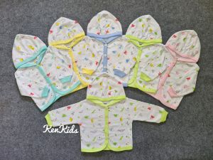 (3-16kg) Áo khoác nón họa tiết - thun cotton cho bé