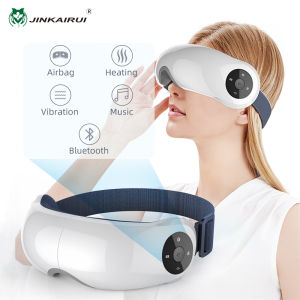 Jinkairui Eye Massager with Heat Airbag Vibration Bluetooth Music Portable Massager for Relieve Eye Strain Improve Sleep