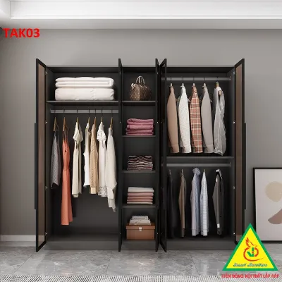 Tủ quần áo cánh kính khung nhôm hiện đại cánh mở TAK06 ( giá mét vuông tủ)