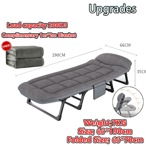 🔥🔥【SG READY STOCK】 Upgrades Portable Folding Single Bed 75cm Wide Surface Lightweight Foldable bed (Gift Blanket )