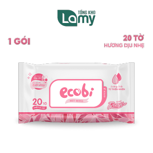 Khăn ướt em bé cao cấp hương dịu nhẹ Ecobi không chất bảo quản an toàn cho làn da trẻ