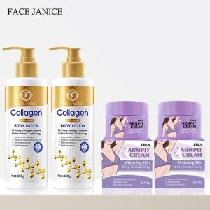 【 2 แถม 2】ครีมบำรุงรักแร้ 5g ปรับผิวนุ่ม สลายเมลานิน ขจัดกลิ่นรักแร้+ โลชั่นคอลลาเจนทองคำ FACE JANICE ช่วยให้ผิวกระจ่างใส ผิวกายชุ่มชื้น โลชั่นผิวขาว300ml