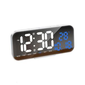 Mirror Design Digital Clock Temperature Monitoring System Double Alarm With Drowse USB Type C Charging Wall Mountable Automatic Brightness Adjustment