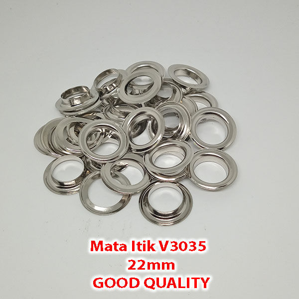 Mata Itik Ayam Mata Domba Mata Sapi Eyelet V 3035 NIKEL (Diameter Lubang Dalam 22mm)   Isi 1 Lusin