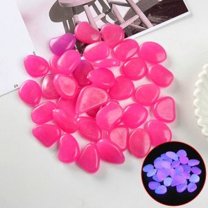 100pcs Garden Decor Luminous Stones Glow In The Dark Decorative Pebbles Outdoor Fish Tank Decoration Pebble Rocks Aquarium Mix Color