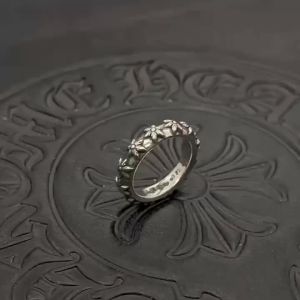 Chrome Hearts Five-Pointed Star Small Ring Thin Ring Mens Stacking Pure Silver S925 Vintage Hip-Hop Index Finger Ring
