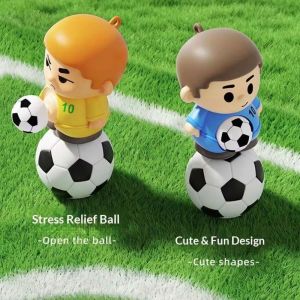 BMFUEW Rebound Decompression Toy Press Squeeze Football Squeeze Toy Pop Ball Football Shape Football Player Pinch Toy Backpack Pendant