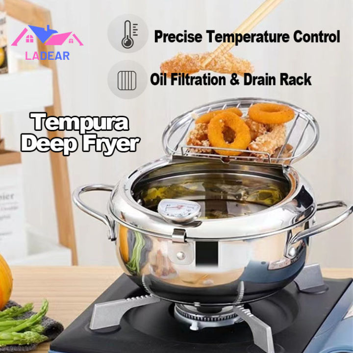 {SG} Stainless Steel Japanese Tempura Deep Fryer Pot Frying Pot with ...