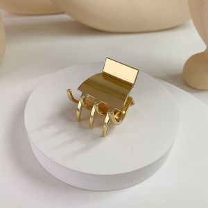 F4 Jepit Rambut Korea Bahan Alloy 3.2cm Warna Emas & Perak Untuk Ponytail Jedai Logam Elegan HMM001