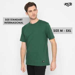 T-Shirt Green Basic RS31 - Kaos Polos Lengan Pendek Hijau Soft Combed 30s Super Big Size Jumbo