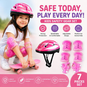 7PCS Kids Helmet Protective Gear Set Adjustable Head Circumference Wear-resistant Safety Guard Kit