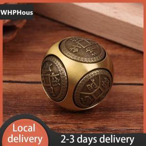[COD] WHPHous Ship within 24 hours Six-faced Four Blessing Luck Money Fidget Spinner Brass Stress Relief Cube Decompression Ball Fidget Toys Crafts