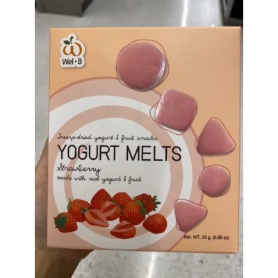 Yogurt Melts Strawberry ( Wel B ) 25 G. โยเกิร์ตกรอบรสสตรอเบอร์รี่ ตรา เวลบี / Yogurt Melts Mixed Berry โยเกิร์ตกรอบ รสมิกซ์เบอรี่