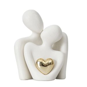 GONOVO Trừu tượng Tượng ôm cặp đôi Sáng Tạo Gốm Tượng điêu khắc mọi người yêu thích Trang trí nghệ thuật Đồ thủ công Bức tượng thu nhỏ Lối vào tủ rượu
