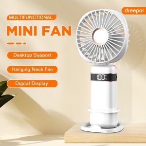 Dreepor Mini Portable Fan USB Mini Fan Rechargeable Handheld Fan Digital Display Lazy Temporary Travel Shopping Cooling Home Car Air Cooler