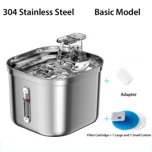 Cat Water Fountain Stainless Steel Pet Water Fountain Inside Filters&Ultra-Quiet Pump 2.2L Large Capacity Dog Pet Water Fountain