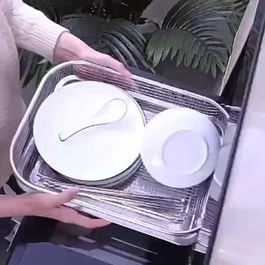 (2 IN 1) stainless steel mesh tray + oven tray oil drain / best cooking food baking grilled fried KE【Fast delivery】COD