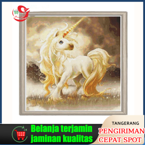 Model Diy Lukisan Sulaman Berlian Mainan Edukasi Jahitan Bersilang Desain Unicorn