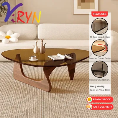 ViRYN Tempered Glass Coffee Table Creative for Living Room Home Office Modern Simple Light Luxury Coffee Table Meja Kopi Kaca