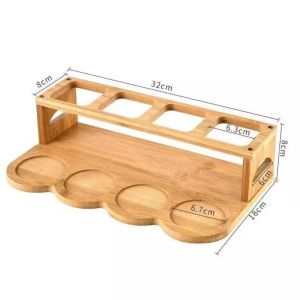 2IN1 Bamboo Wood Shelf Condiment Bottle Wooden Rack Round Square Wooden Rack Oil Bottle Seasoning Bottle Storage Rack