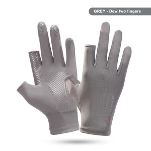 1Pair Two Finger Racing Motorcycle Bike Gloves Ice Silk Non-Slip Breathable Anti-UV Touch Screen