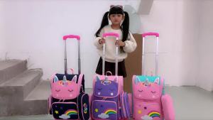 Unicorn Trolley Backpack for Elementary School Students Stair-Climbing Six-Wheel Waterproof Large Capacity Boys and Girls 1-3-4-6 Grade