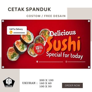 Spanduk Banner Sushi Makanan Korea B UKURAN 200X100  Bisa Request